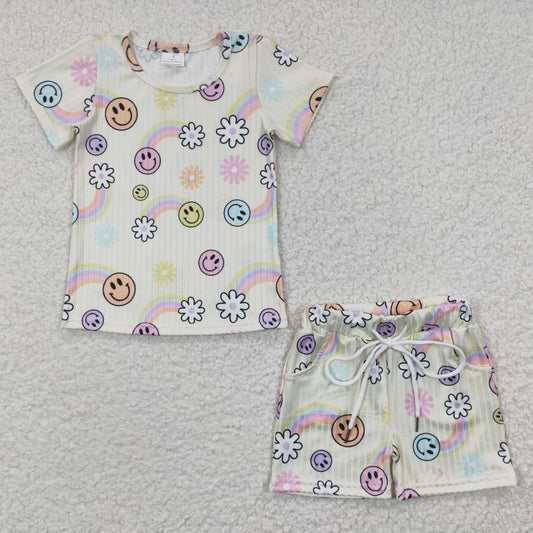 Baby Girls Happy Face Shorts Set