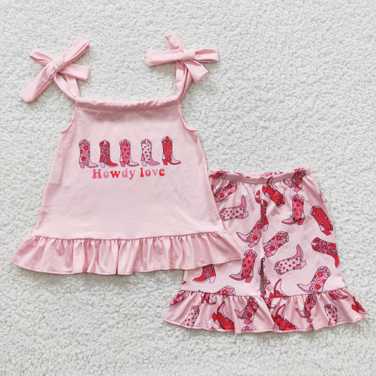 GSSO0270 Baby Girls Howdy Love Shorts Set On Sale