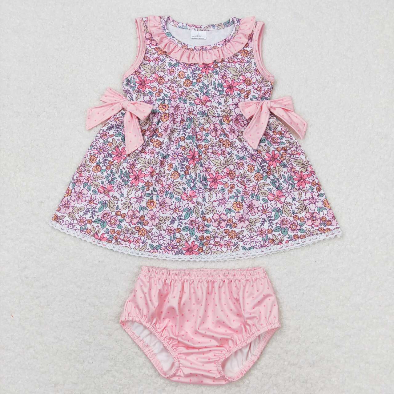 Sister Sibling Girls Pink Floral Clothes Set