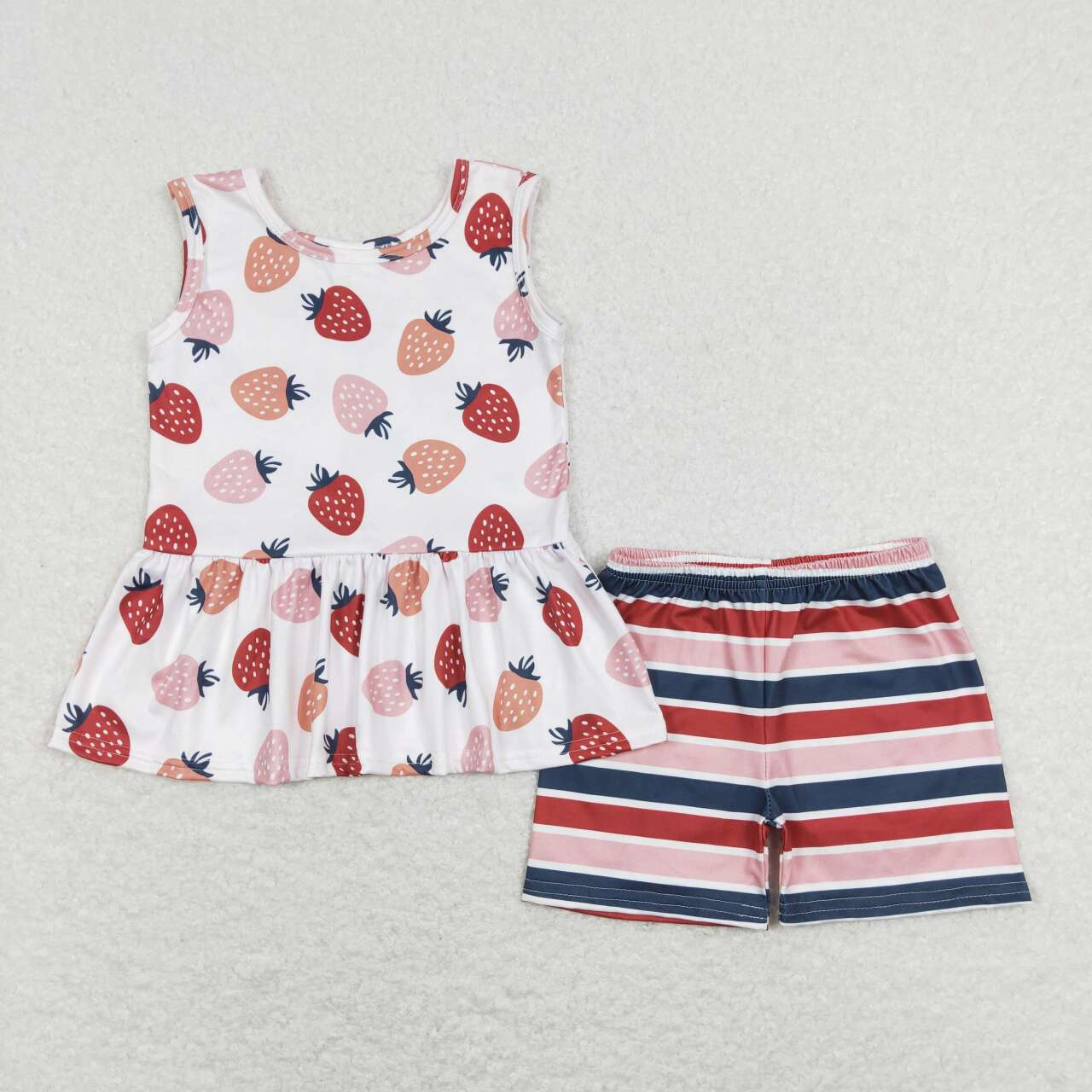 Baby Girls Summer Cartoon Sleeveless Tunic Top Shorts Set
