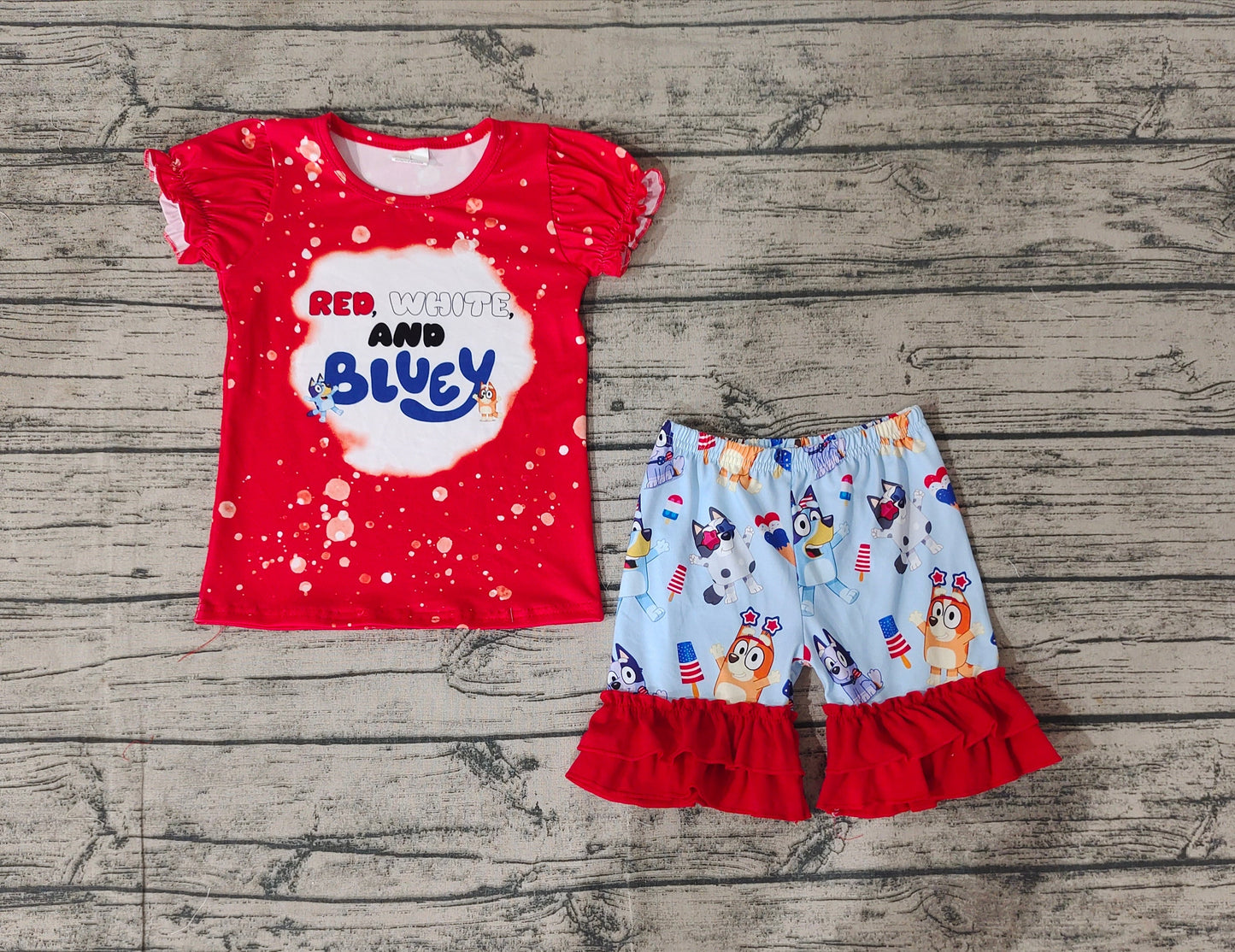 Baby Girls Red White & Blue USA July 4th Shorts Set