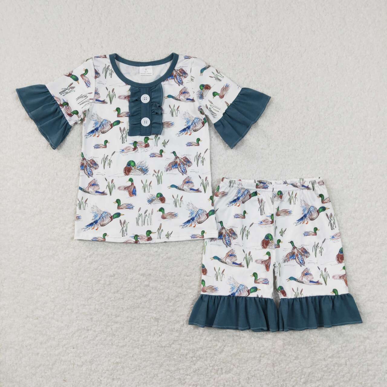 Toddler Sibling Design Summer Mallard Duck Shorts Set And Romper