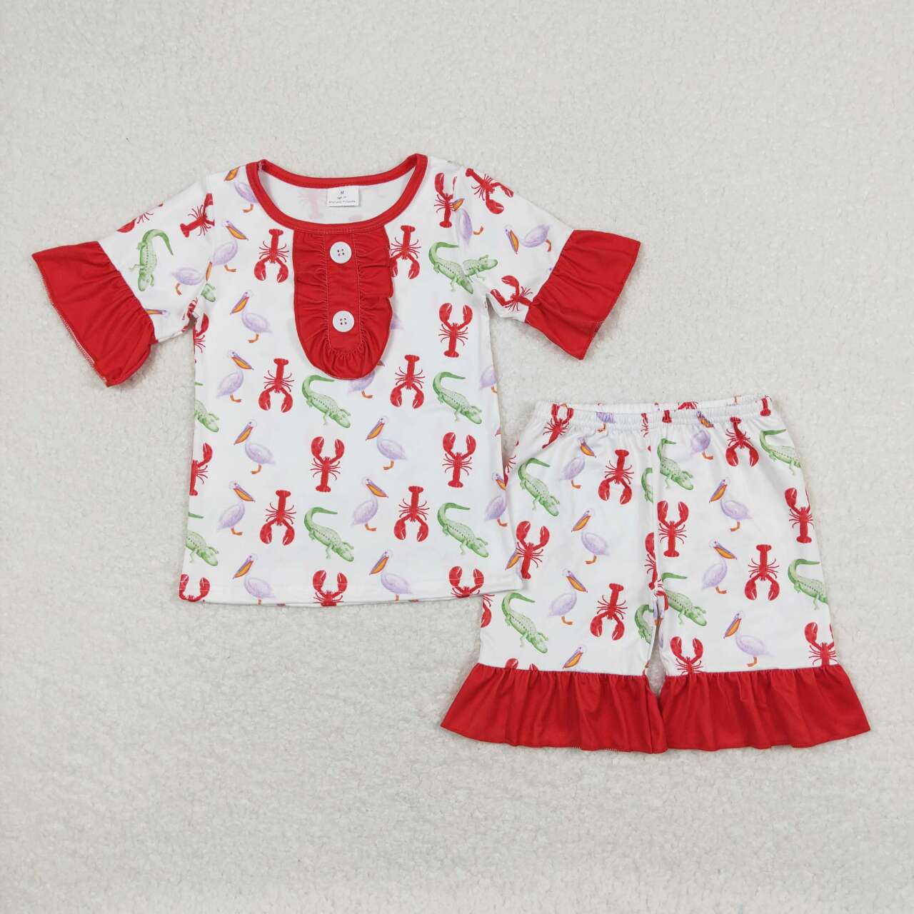 Sibling Summer Crayfish Shorts Pajama Set