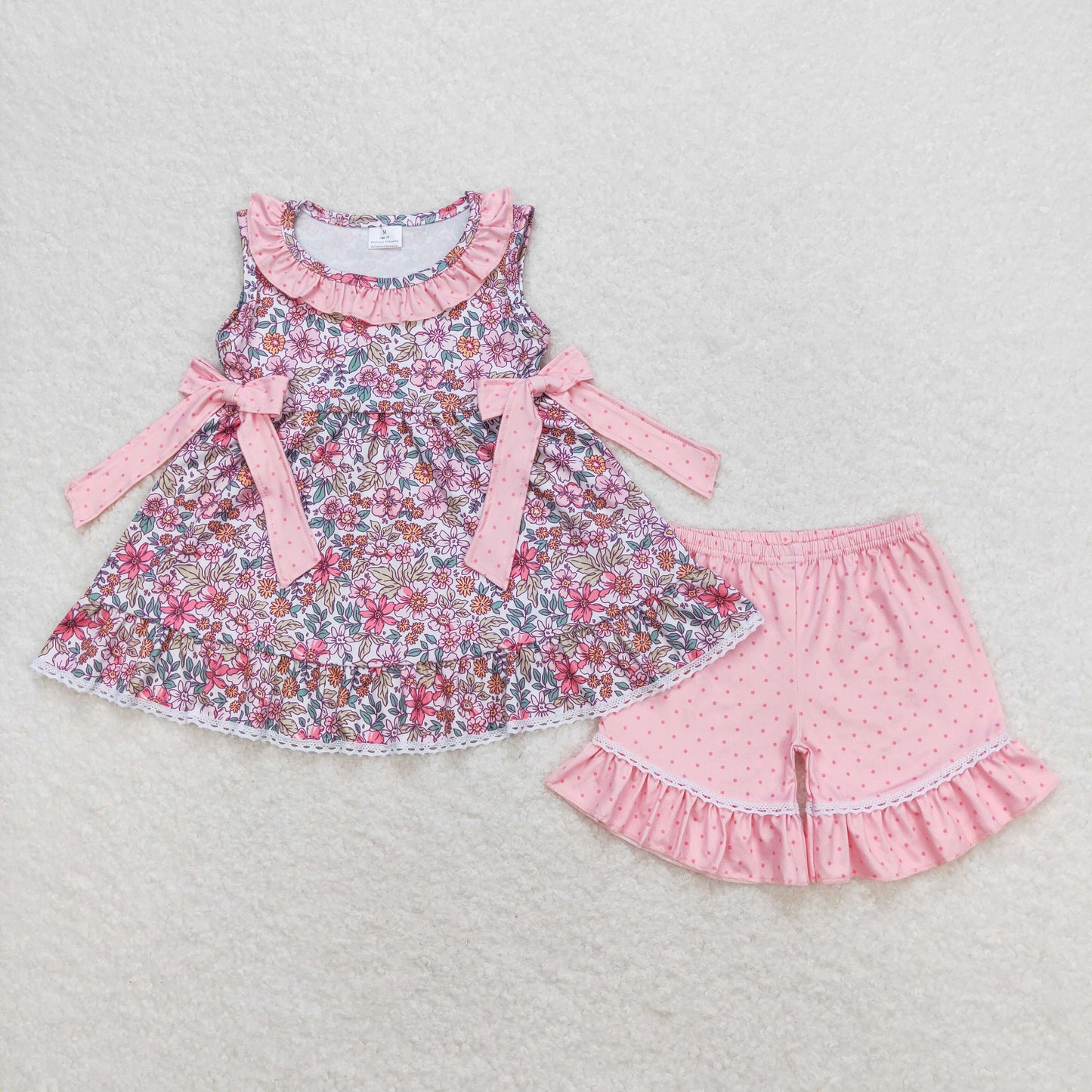 Sister Sibling Girls Pink Floral Clothes Set