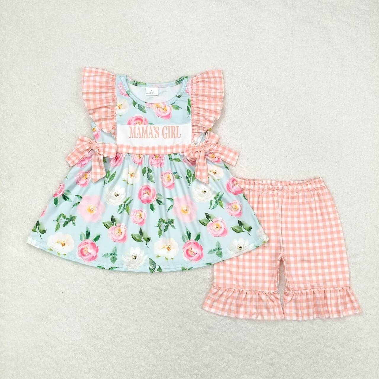 Baby Girls Mama's Girl Gingham Ruffle Shorts Set