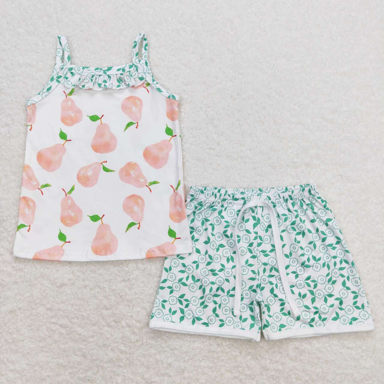 Summer Toddler Girls Flotal Fruit Tank Top Shorts Outfit