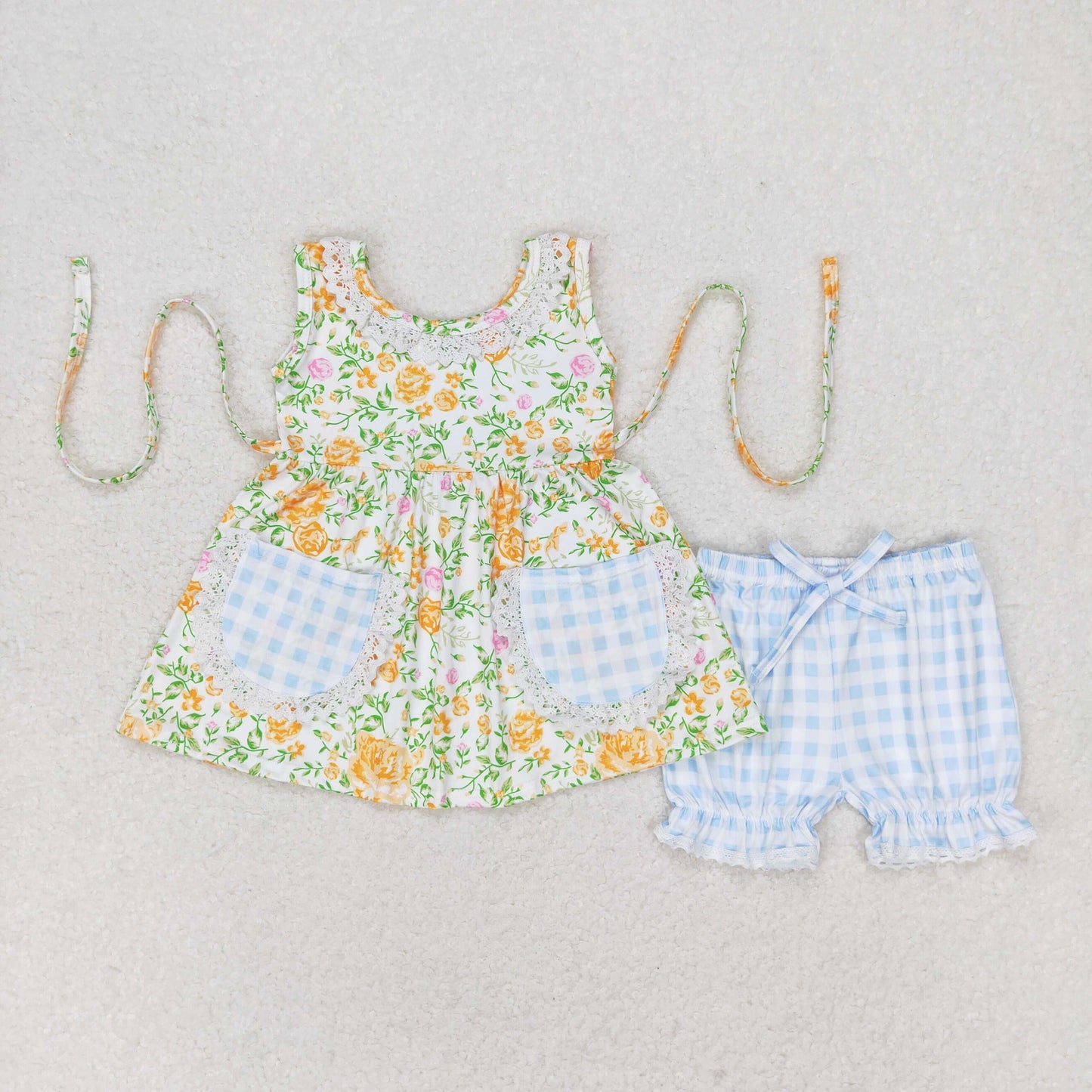 Baby Girls Sibling Summer Yellow Floral Outfit and Dress