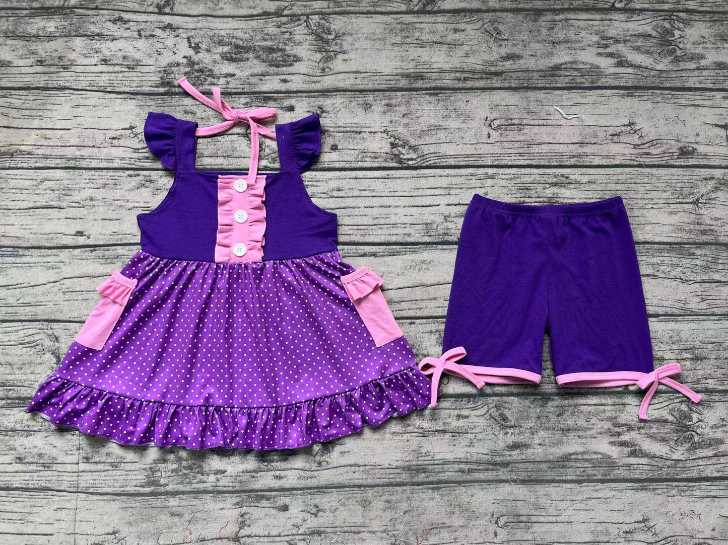 Baby Girls Purple Princess Shorts Set