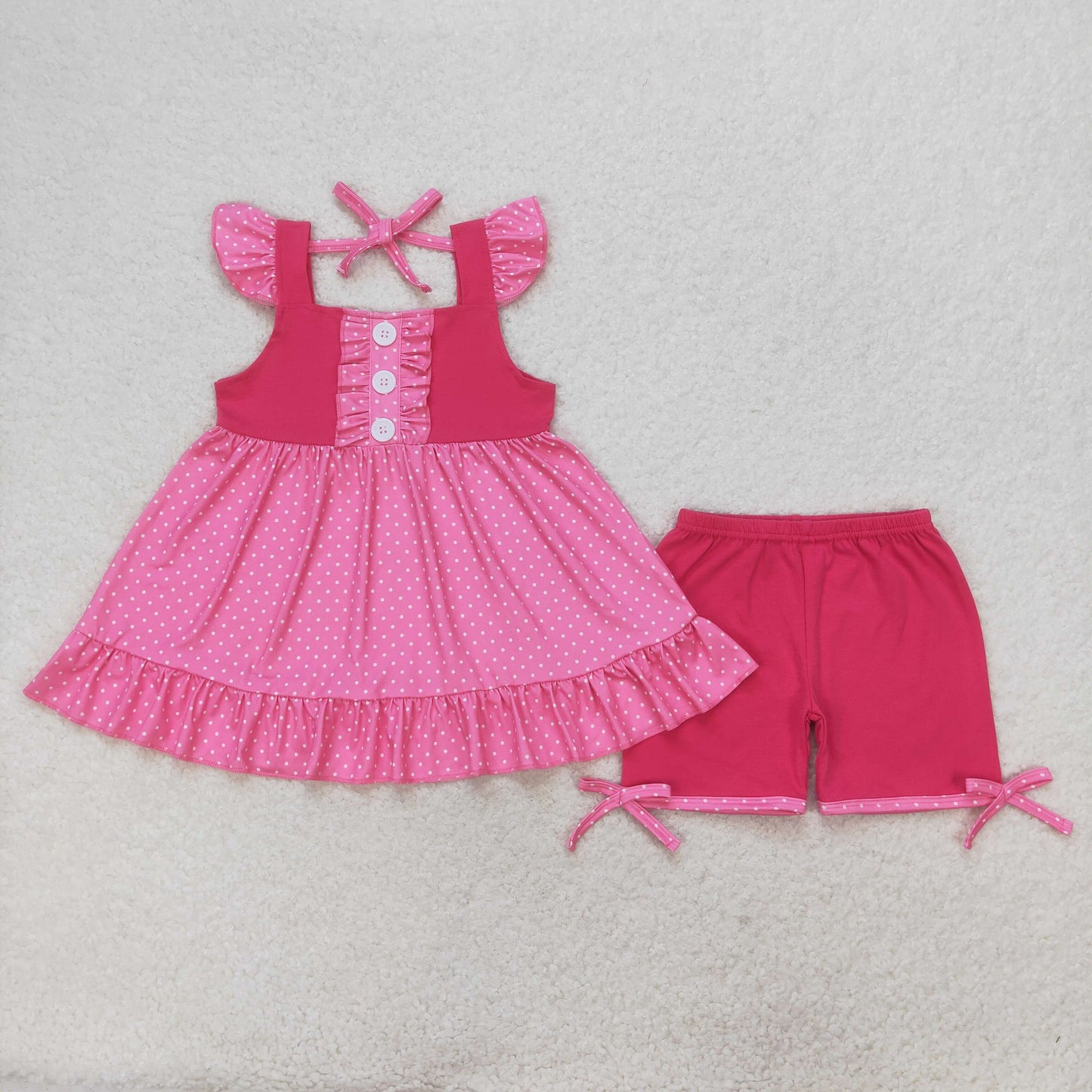 Baby Girls Hot Pink Color Princess Shorts Set