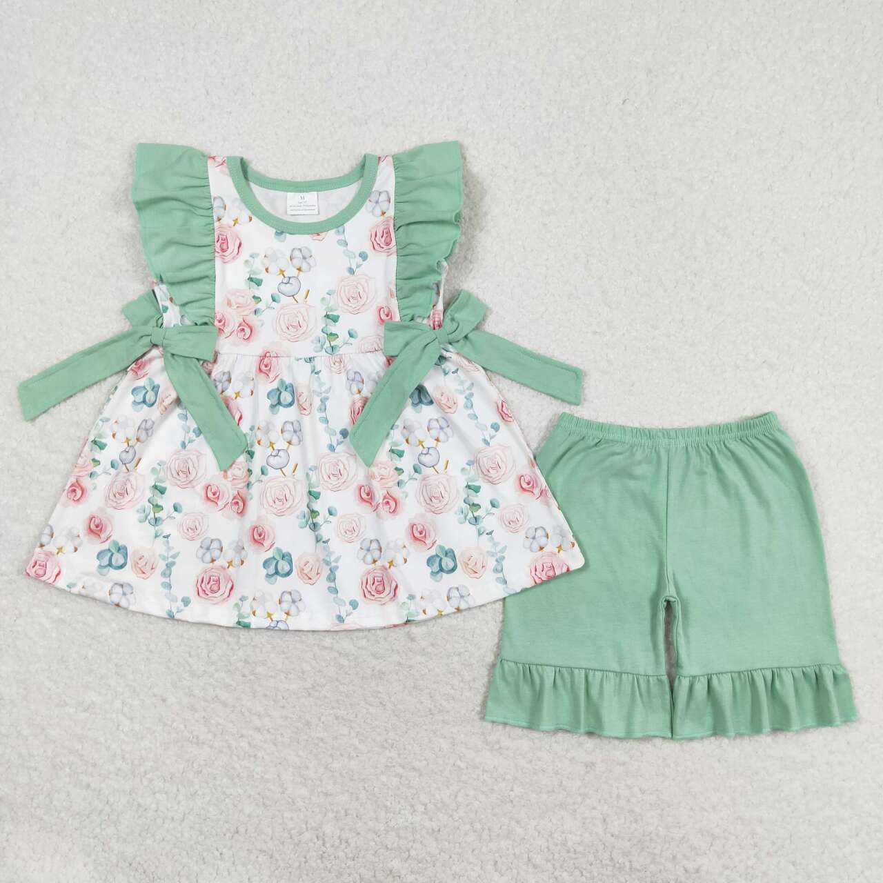 Baby Girls Sibling Green Floral Matching Clothing RTS