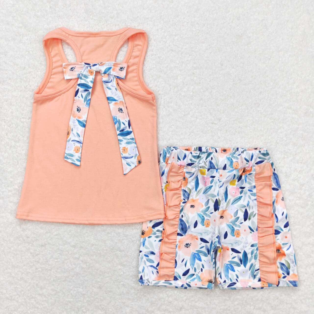 Summer Girls Sister Tank Top Ruffle Shorts Outfit