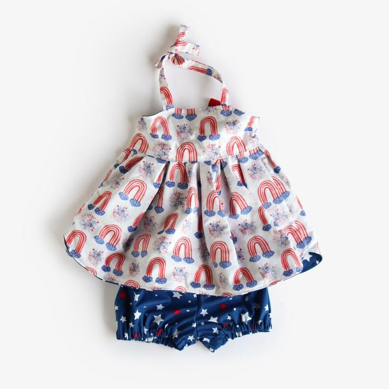 Summer Baby Girls July 4th Top Ruffle Shorts Set Pre order