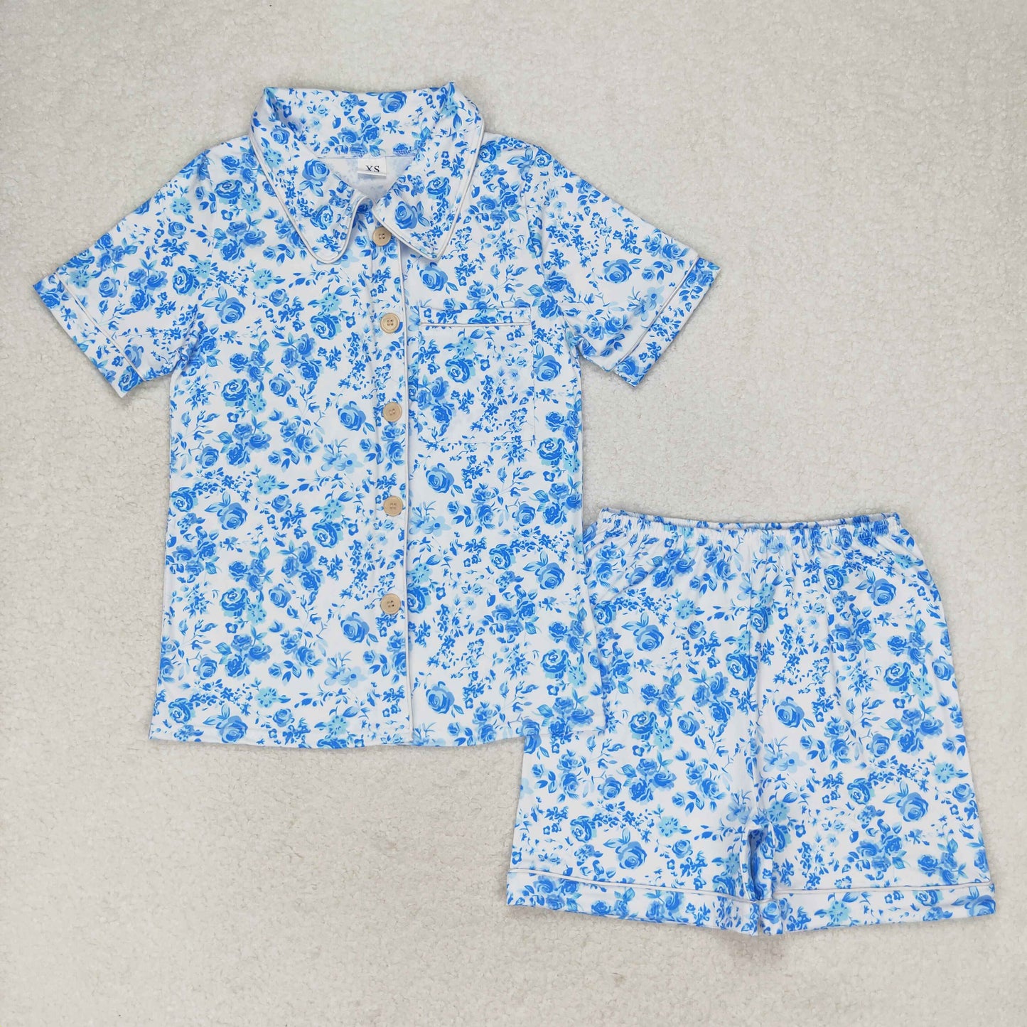 Mommy and Me  Blue Floral Summer Pajama Set