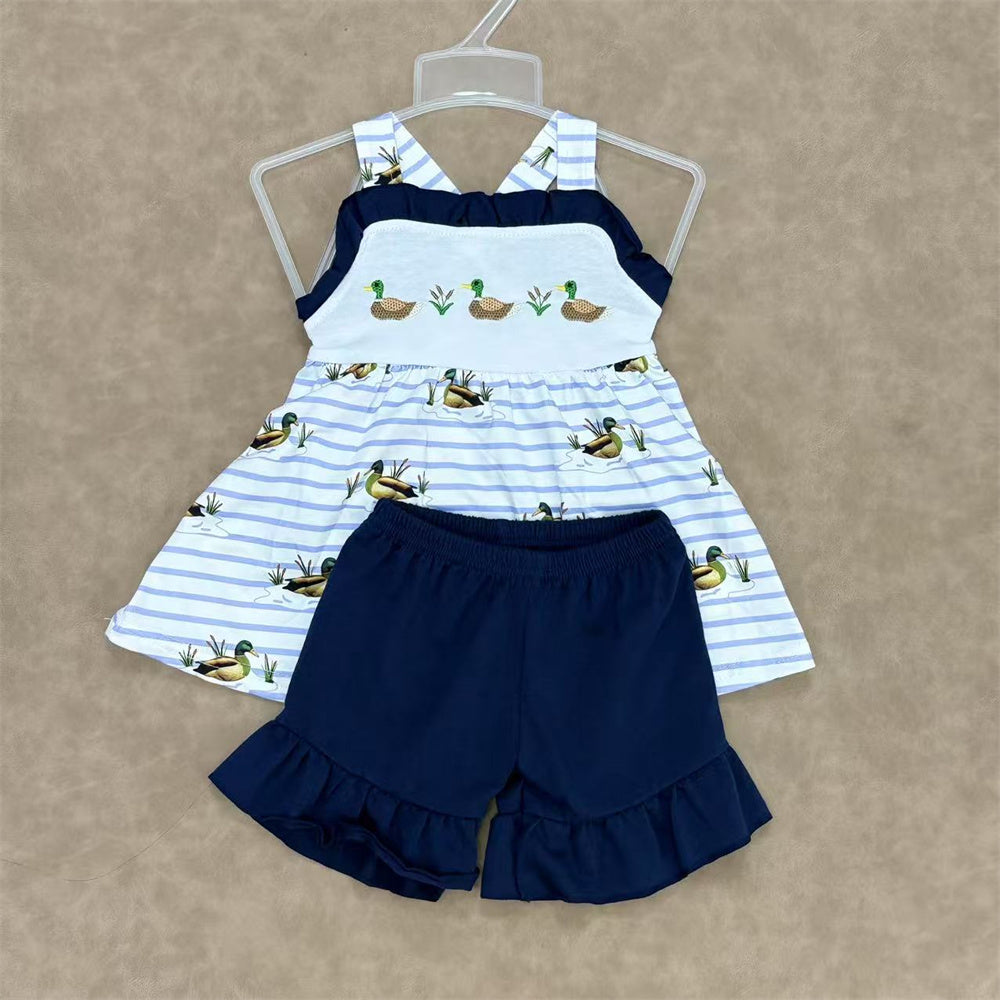 Sibling Baby Mallard Duck Summer Shorts Set For Girls and Boys