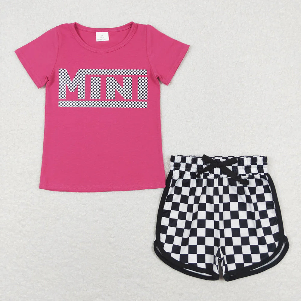 Mommy and Me Adult Baby Girls Mini Pink Shirt Checkered Shorts Outfits