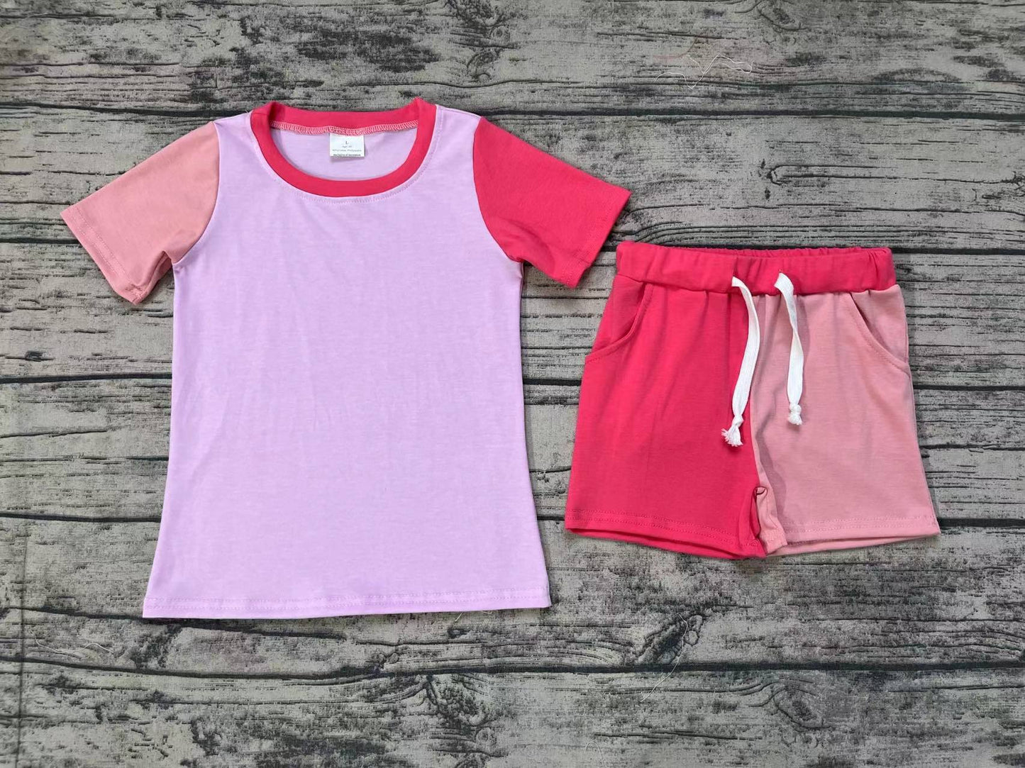 Summer Baby Girls  Cotton Pink & Hot Pink Shorts Set