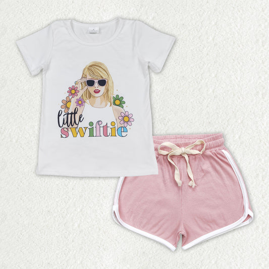 Baby Girls little swiftie Singer Top Pink Shorts Set