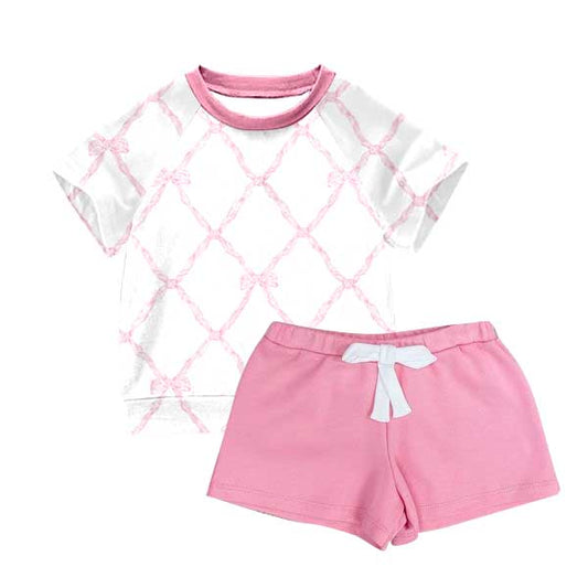 Summer Baby Girls Coquette Shorts Sleeve Top Pink Shorts Set Preorder