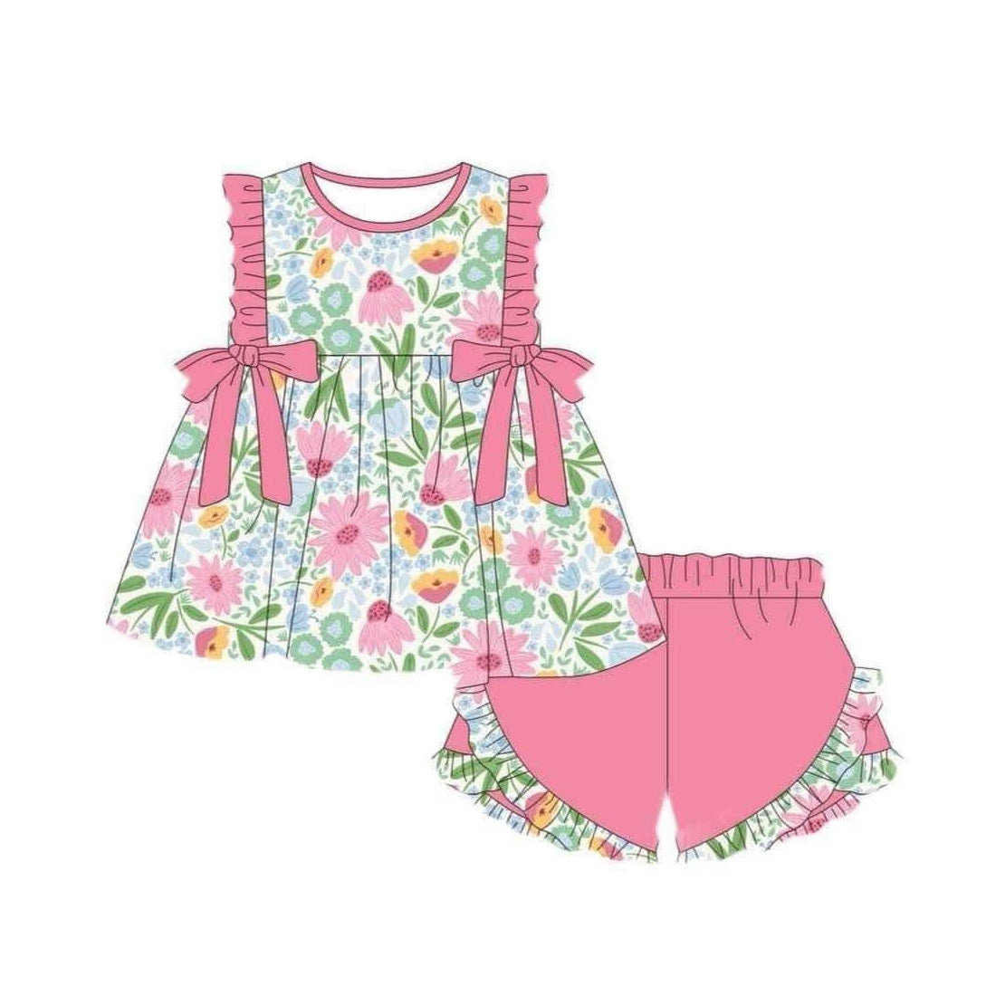 Baby Girls Sister Clothes Spring Floral Shorts Set and Romper