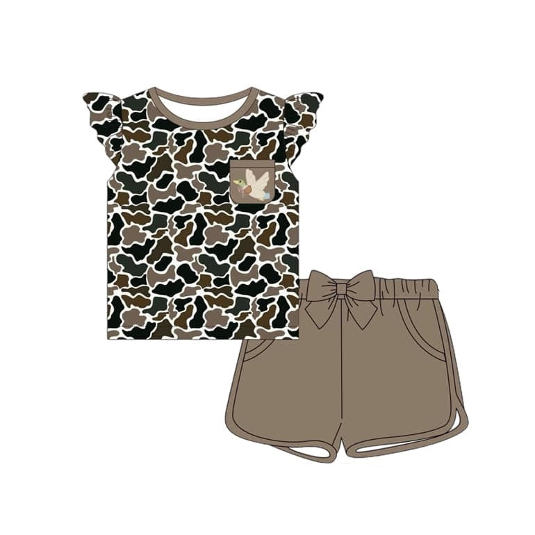 Toddler Baby Sibling Summer Camo Duck Shorts Set Preorder