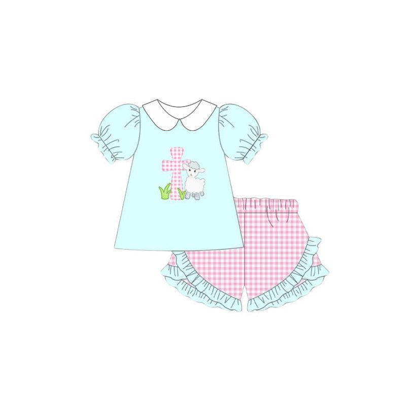 Toddler Baby Sibling Easter Cute Sheep Cross Shorts Set Preorder