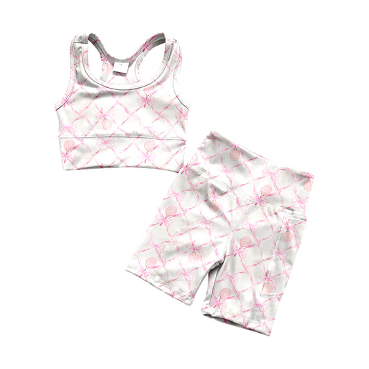 Toddler Girls Tennis Pink Bow Active Tank and Shorts Set