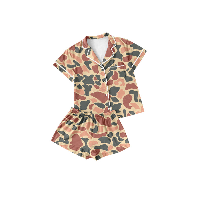 Toddler Girls Camo Button Ups Pajama Set Preorder