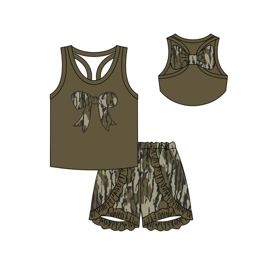 Baby Girls  Bottomland  Camo Bow Top Ruffle Shorts Outfit Preorder