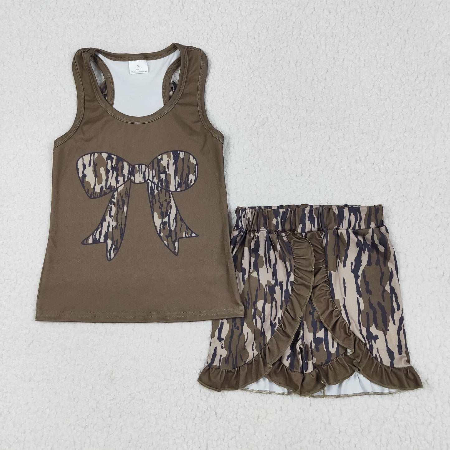 Baby Girls  Bottomland  Camo Bow Top Ruffle Shorts Outfit
