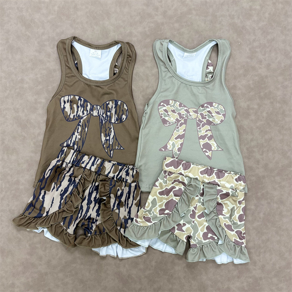 Baby Girls  Bottomland  Camo Bow Top Ruffle Shorts Outfit