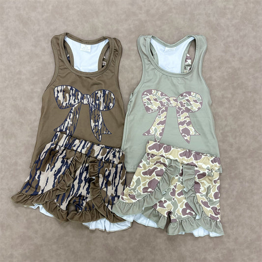 Baby Girls  Bottomland  Camo Bow Top Ruffle Shorts Outfit