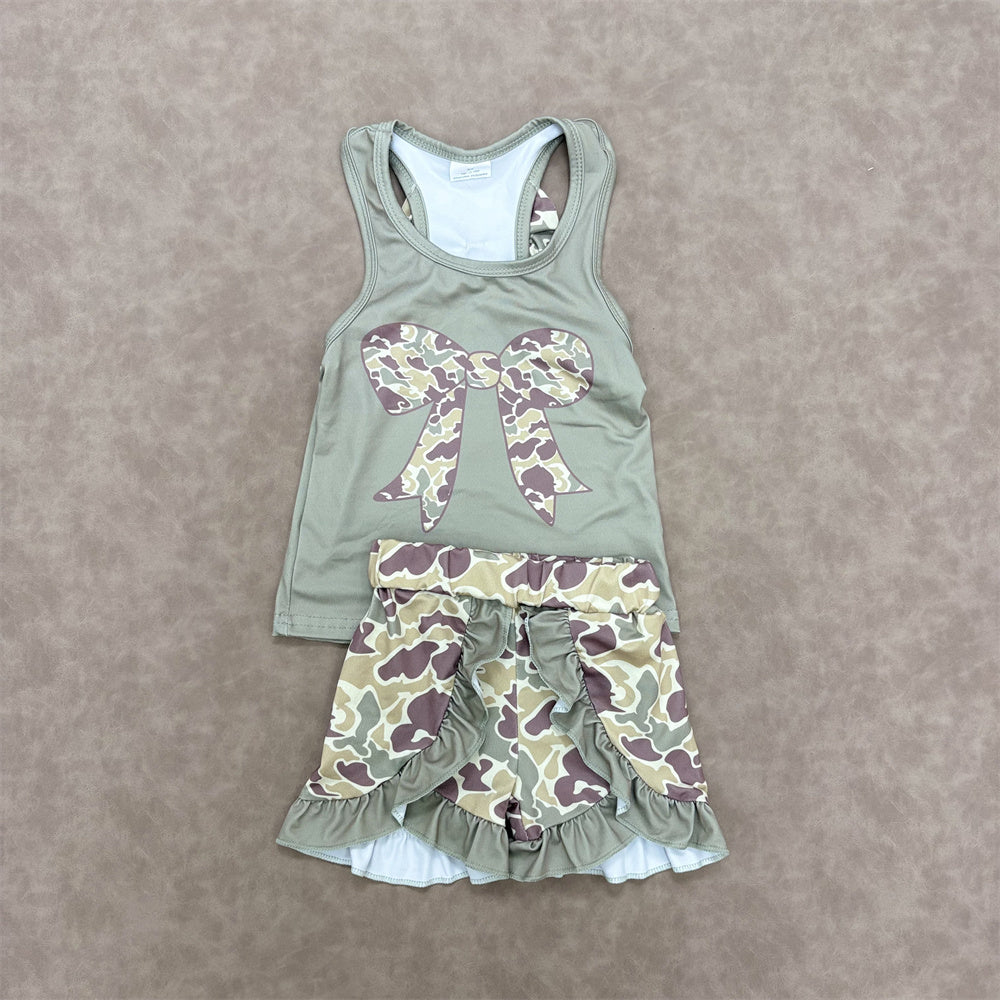 Baby Girls  Bottomland  Camo Bow Top Ruffle Shorts Outfit