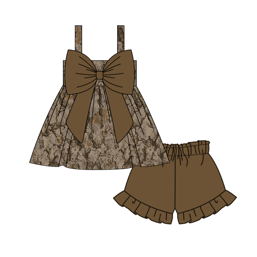 Baby Girls Real Tree Camo Top Brown Shorts Set Preorder