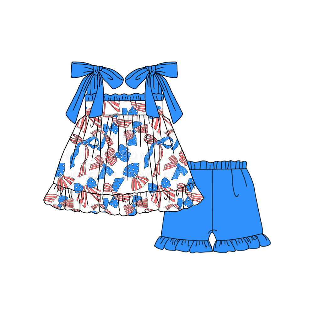 Sibling Baby Sister July 4th Bow Clothes