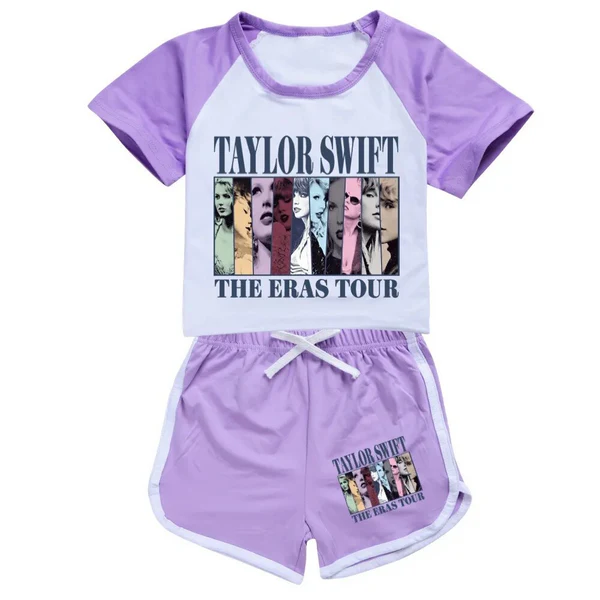 Baby Girls Purple Short Sleeves Singer Top Shorts Set Preorder