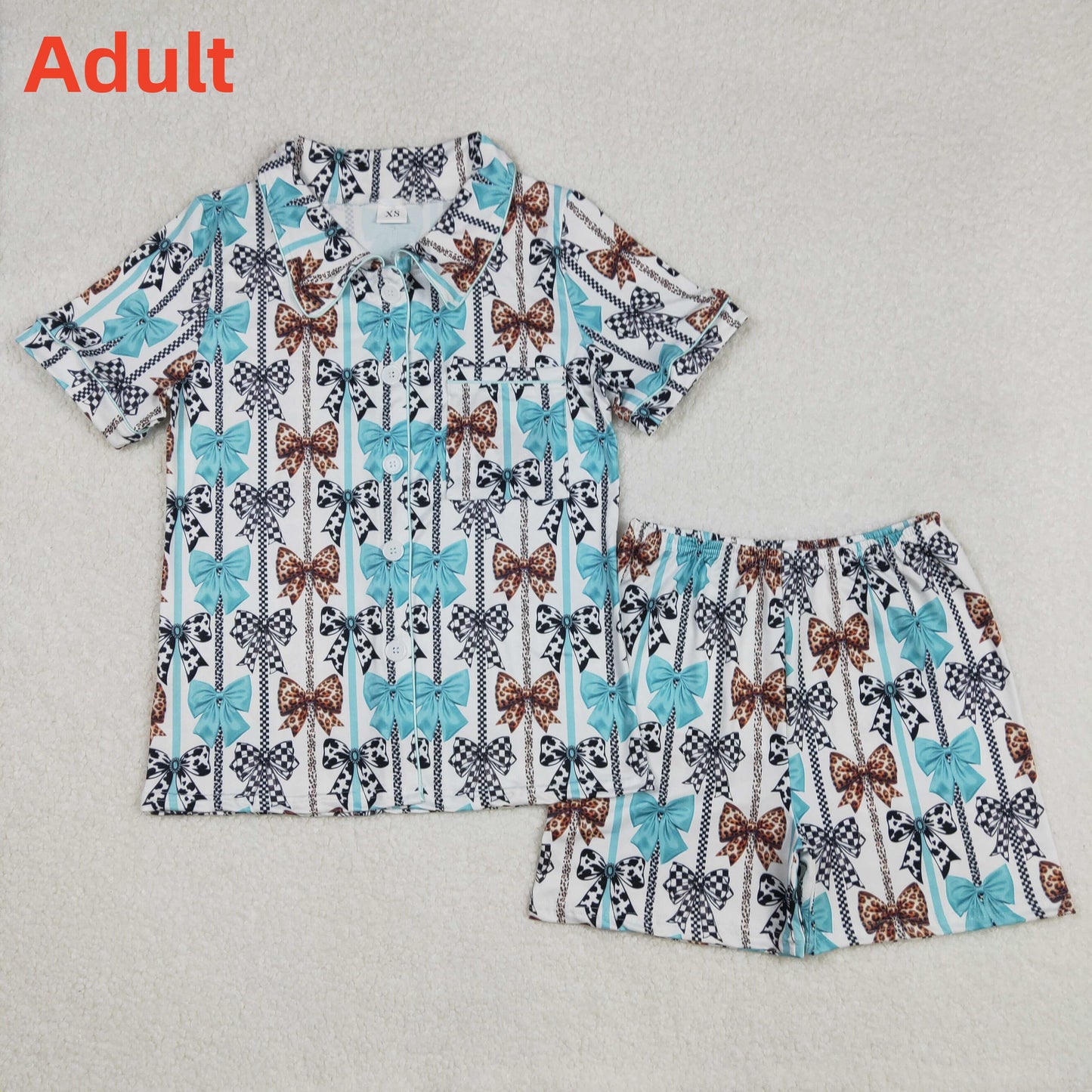 Mommy and Me Western Cow Bow Shorts Pajama Set