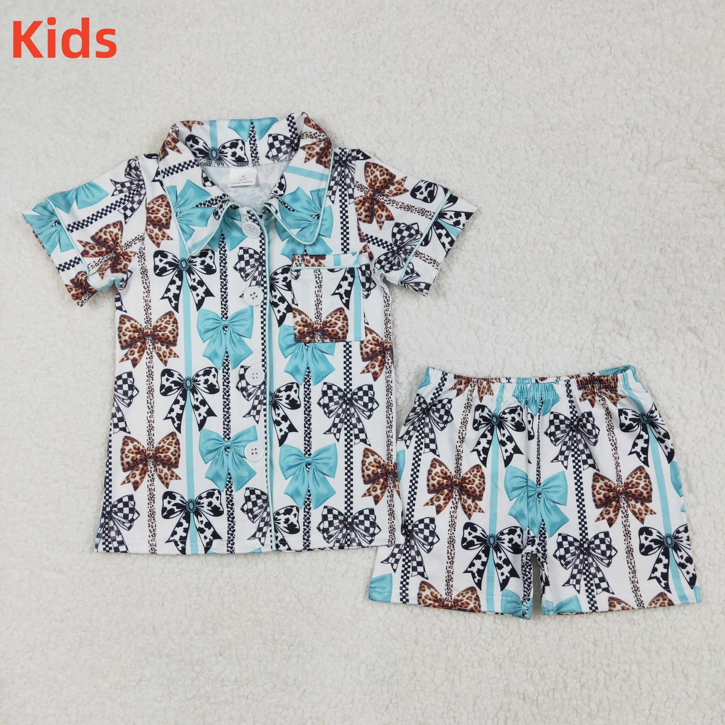 Mommy and Me Western Cow Bow Shorts Pajama Set
