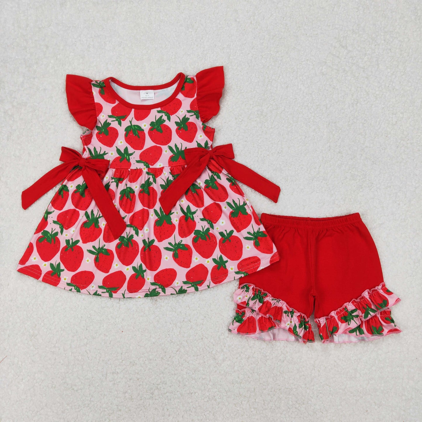 Baby Girls Sister Sibling Summer Strawberry Shorts Set