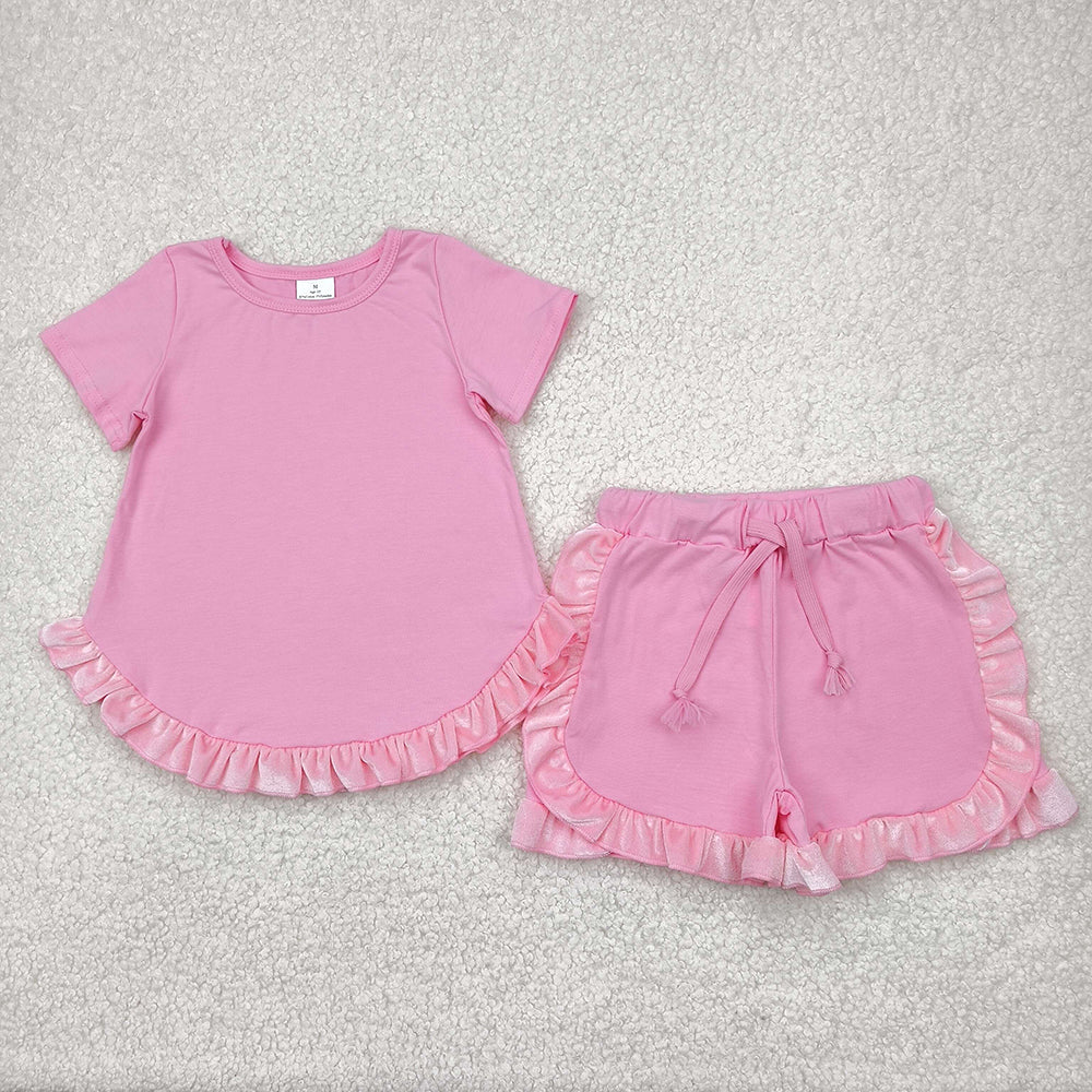 Sibling Baby Girls Cotton Top Ruffle Shorts Clothes Sets