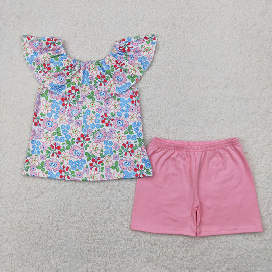 Baby Girls Sleeveless Flowers Tunic Pink Short Set