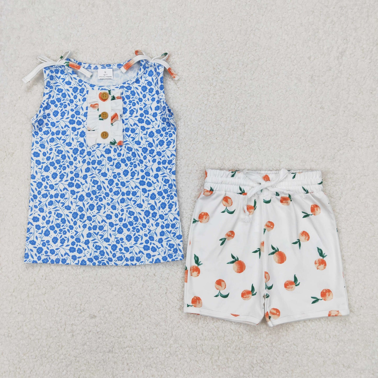 Sibling  Baby Girls Sleeveless Floral Button Top Shorts Set