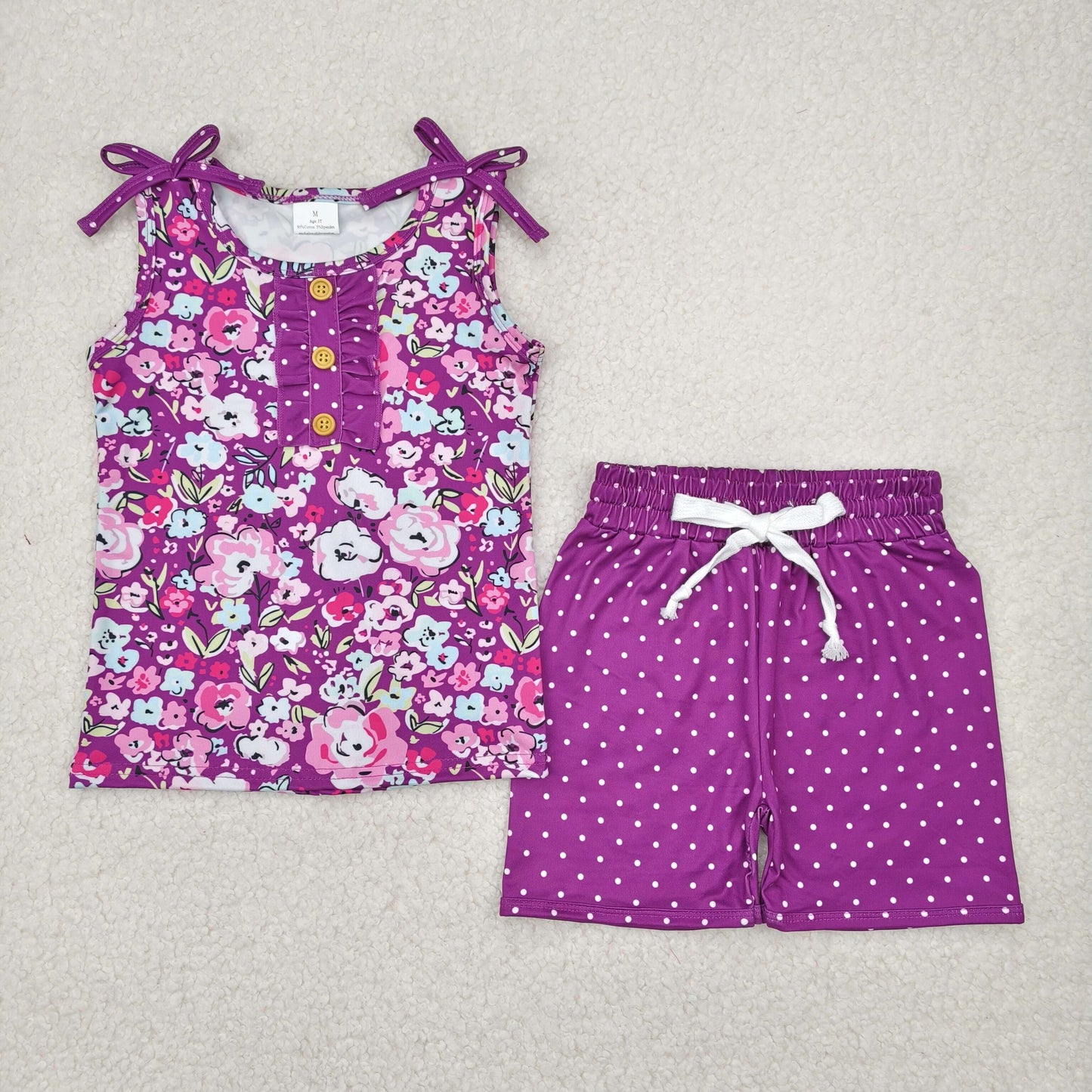 Sibling  Baby Girls Sleeveless Floral Button Top Shorts Set