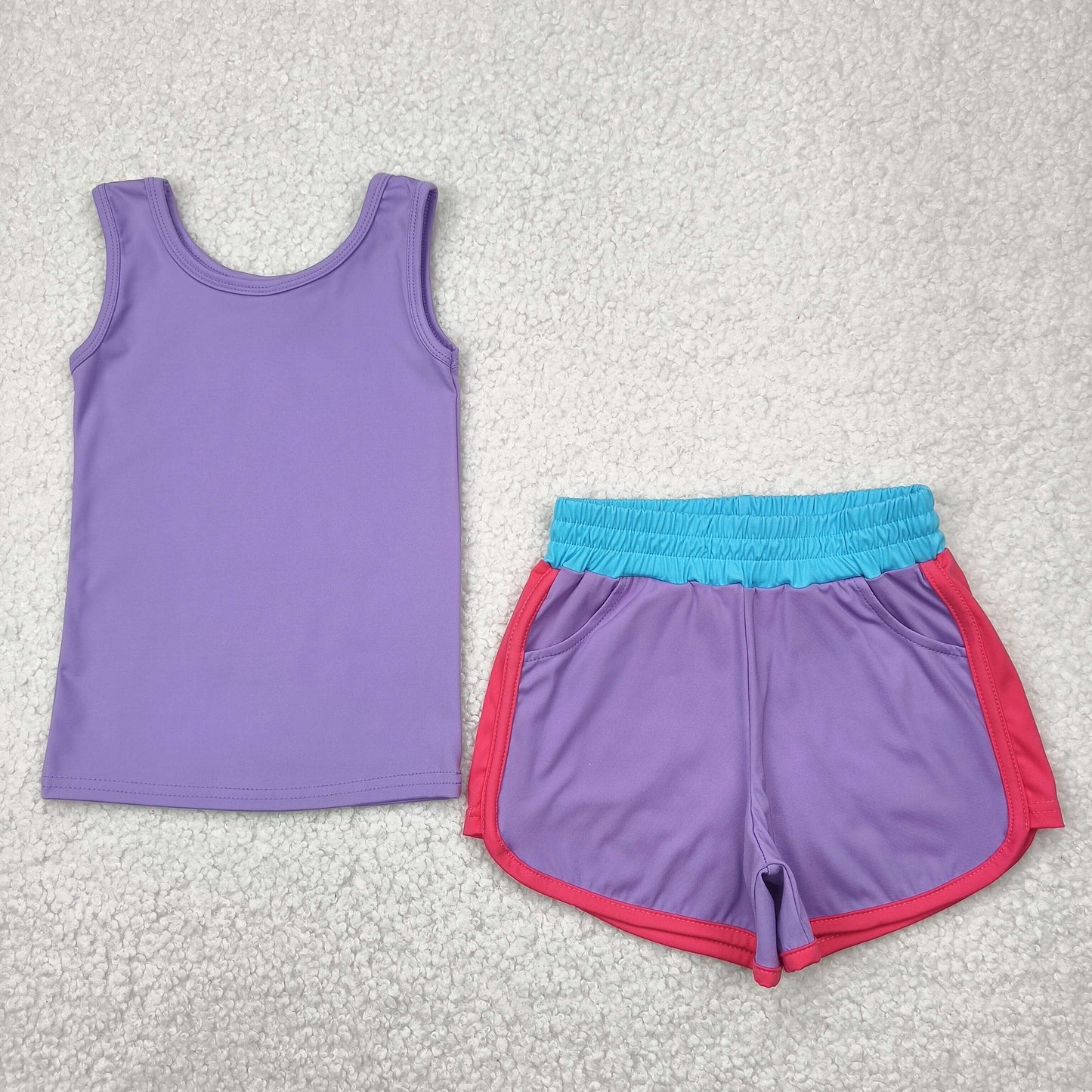 GSSO2506 Baby Girls Active Wear Lavender Shorts Yoga Set