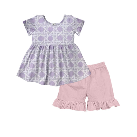 GSSO2529 Baby Girls Purple Tunic Top Ruffle Shorts Outfit Preorder
