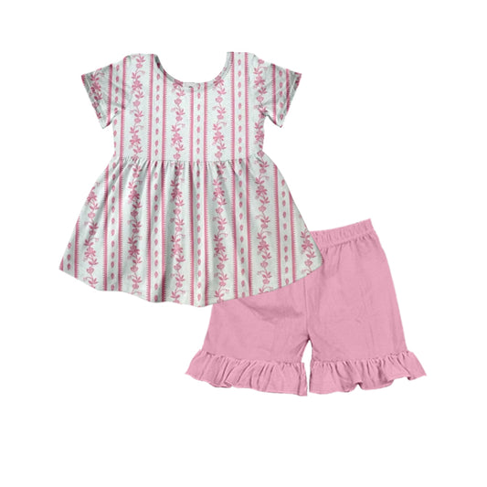 GSSO2530 Baby Girls Pink Tunic Top Ruffle Shorts Outfit Preorder