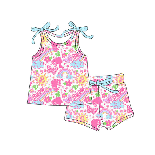 GSSO2557 Kids Girls Summer barbi Shorts Outfit Preorder
