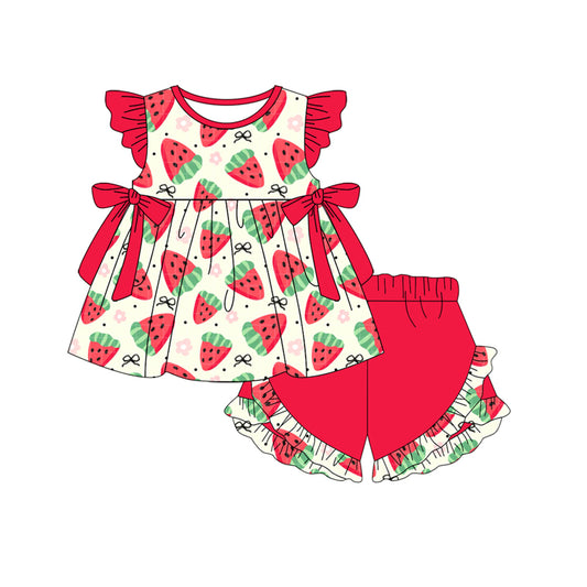 GSSO2559 Kids Girls Summer Strawberry Shorts Set Preorder