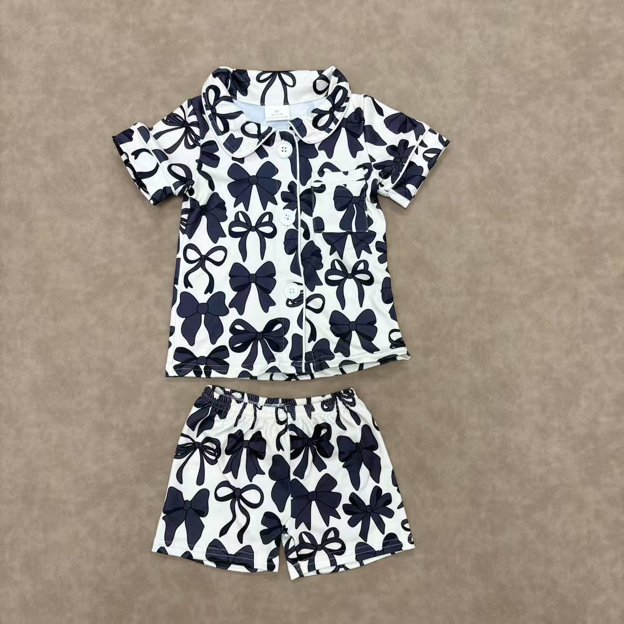 Mommy and Me Baby Girls Black Bow Print Pajama Set