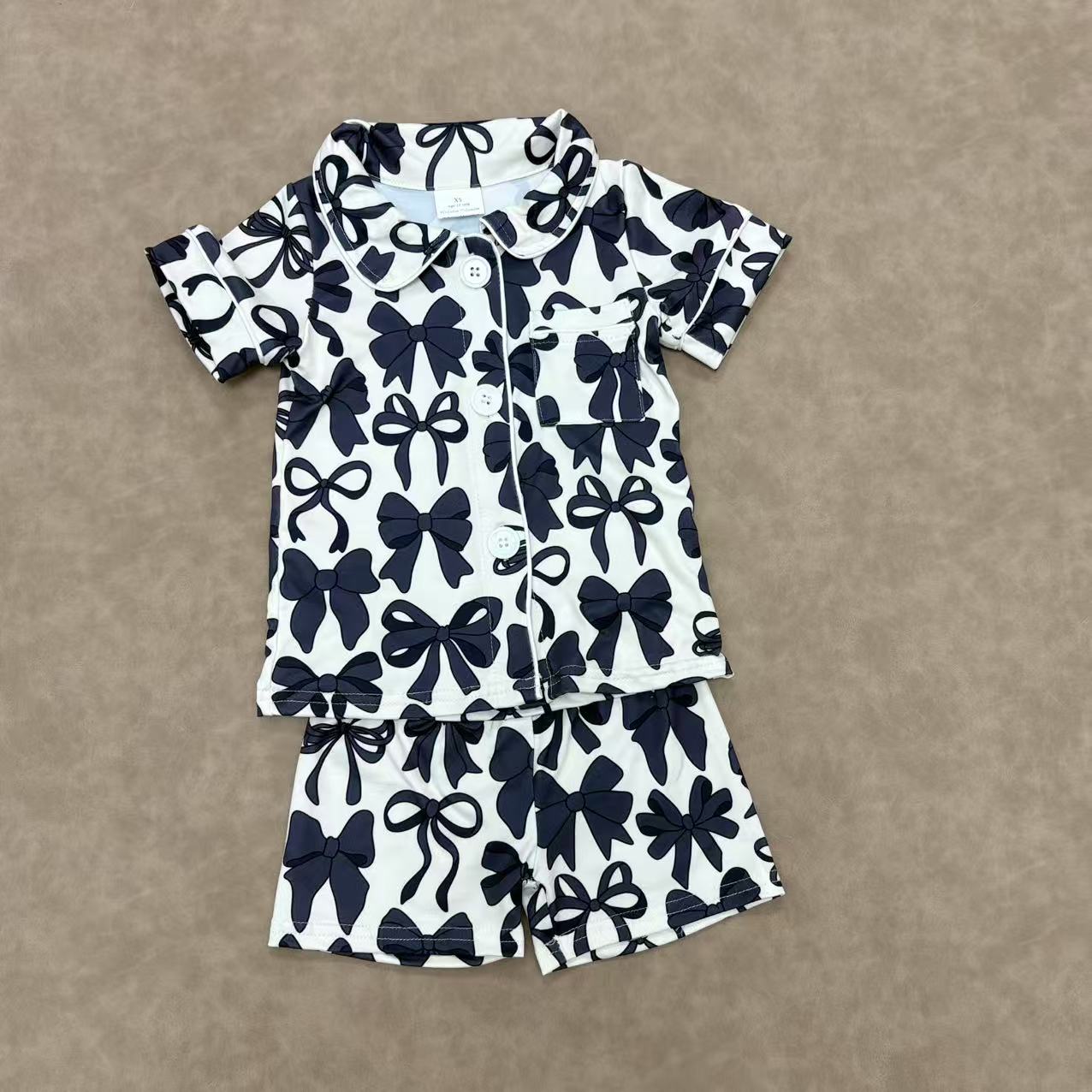 Mommy and Me Baby Girls Black Bow Print Pajama Set