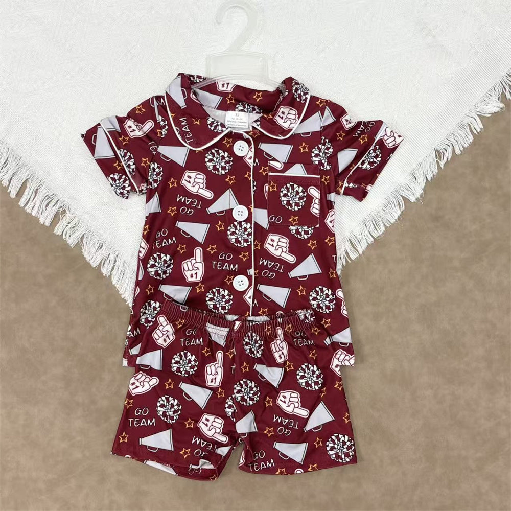 GSSO2678 Kids Girls Football Team  Shorts Pajama Outfit